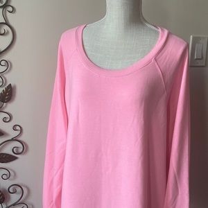 Jockey Sport Fleece Sweatshirt    Crossover Hem   Polyester/Rayon    Pink    2XL